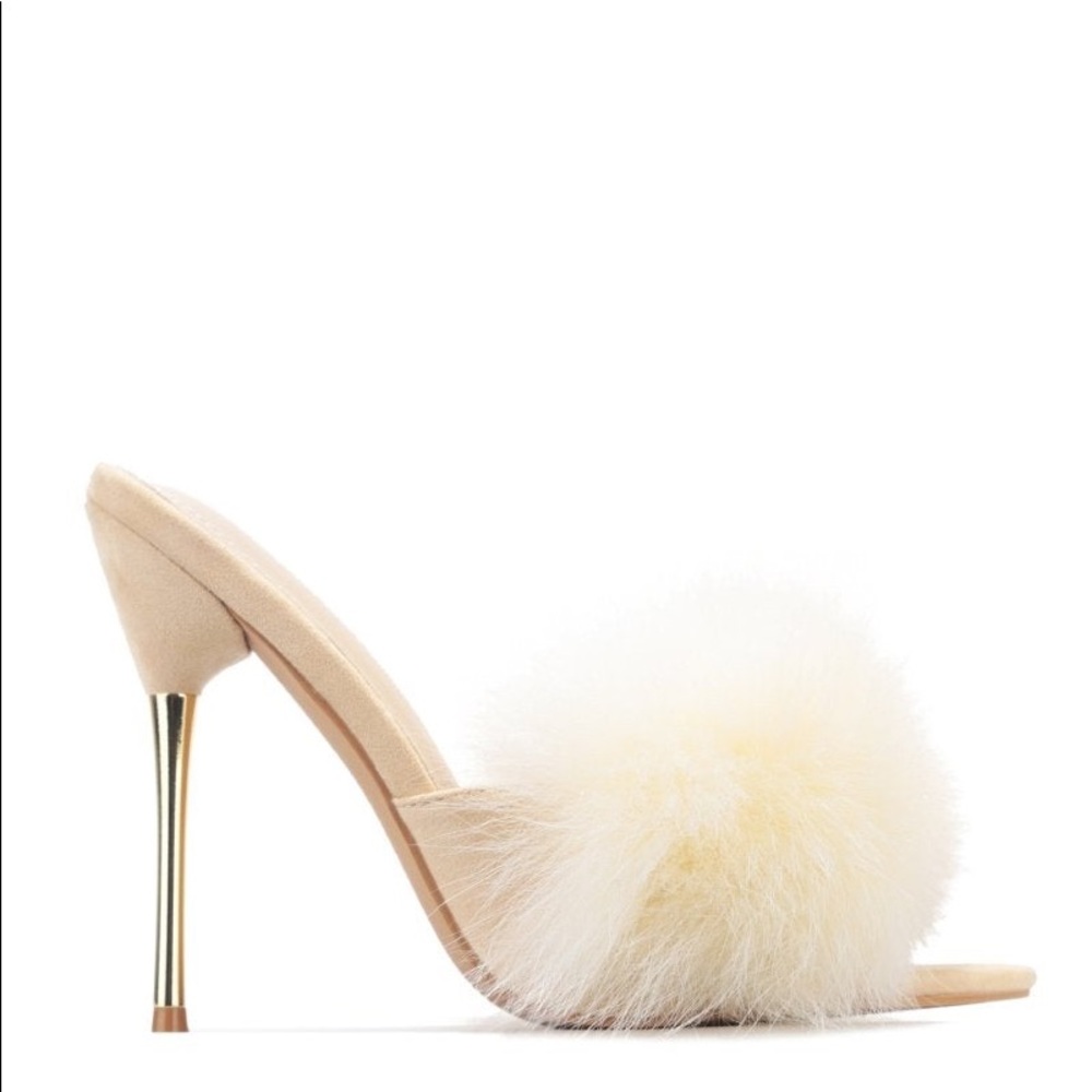 Nude Fur Open Toe Shoe